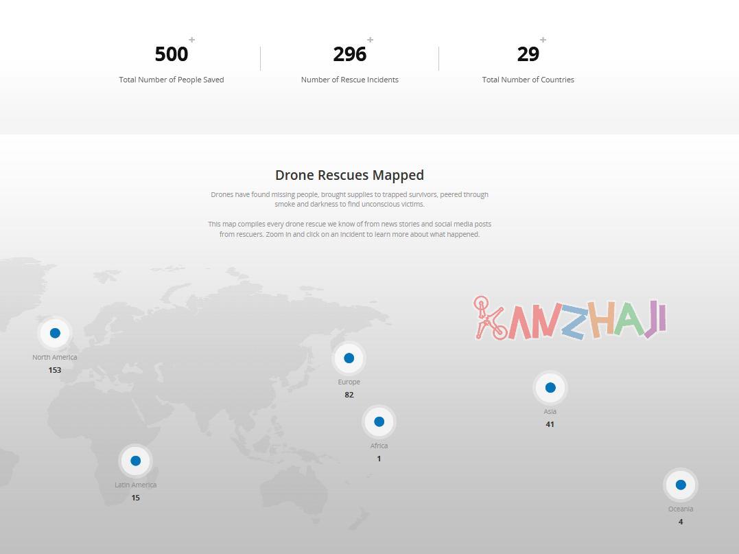 DJI大疆创新无人机救援地图公布，全球500人获救