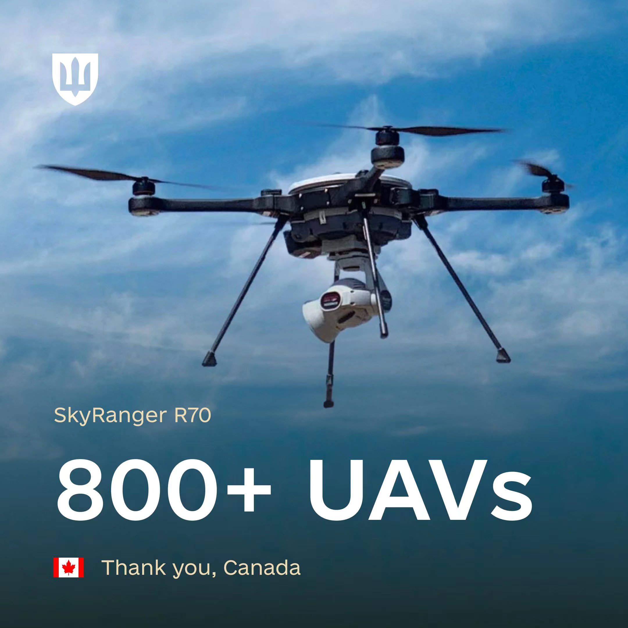 加拿大向乌克兰捐赠800多架SkyRanger R70无人机
